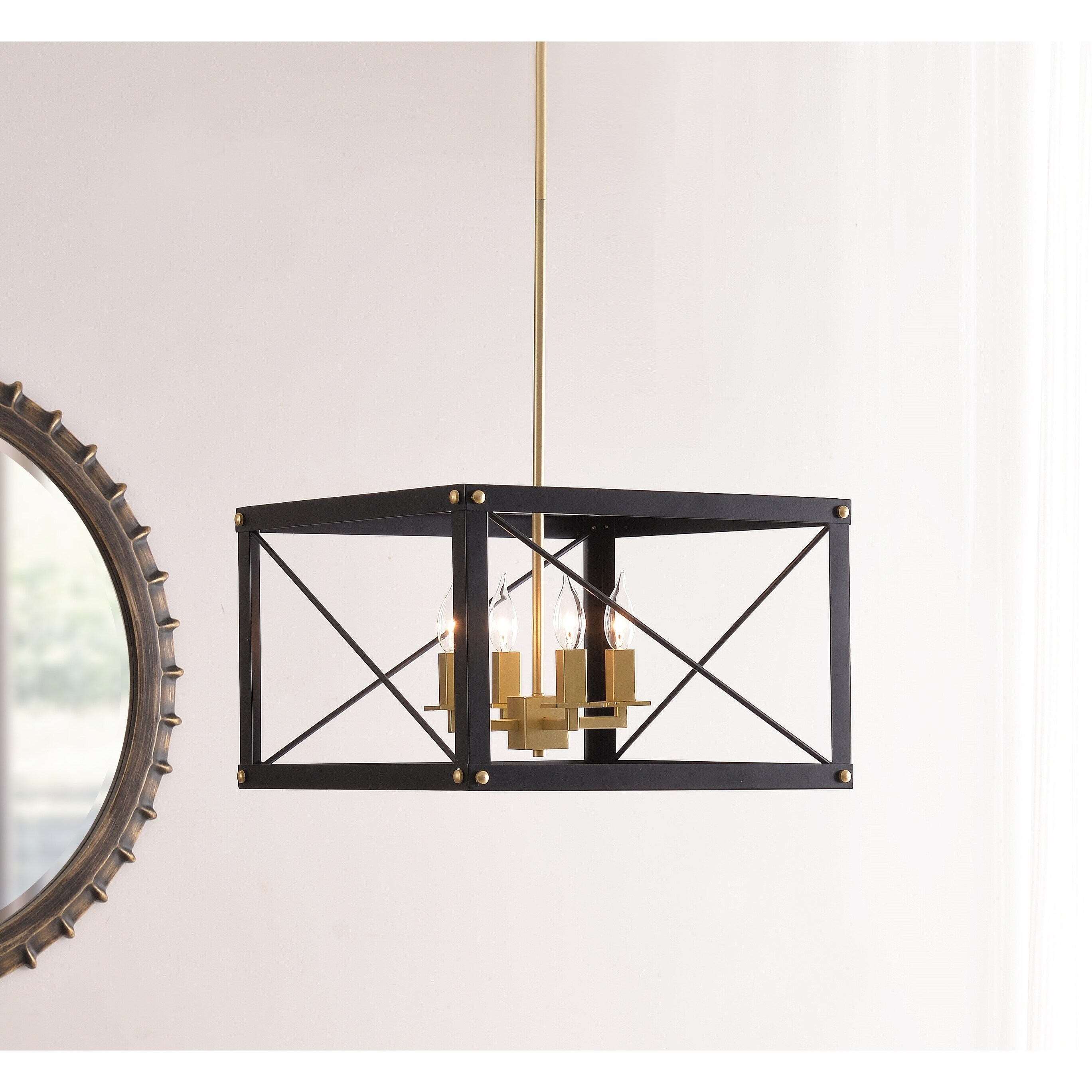 Liam 4 Light Chandelier - Black and Gold Finish - Chandeliers For Bedrooms by Overstock.com