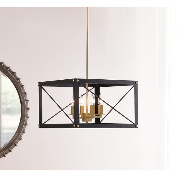 Liam 4 Light Chandelier - Black and Gold Finish