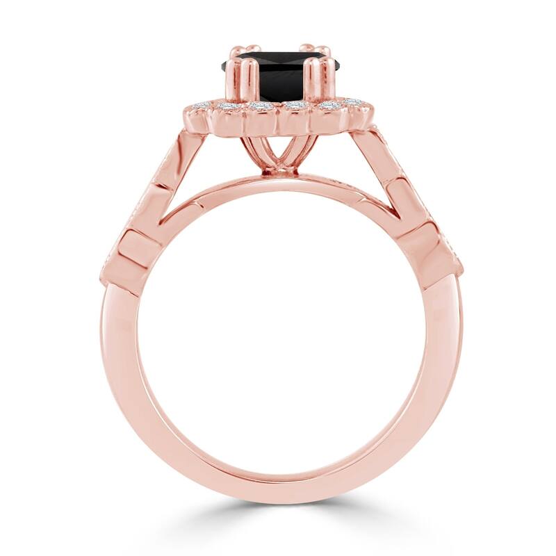 Auriya 14k Gold 1 1/2ctw Vintage Halo Princess-cut Black Diamond Engagement Ring (H-I, I1-I2)