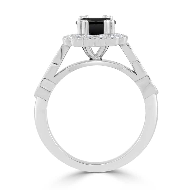 Auriya 14k Gold 1 1/2ctw Vintage Halo Princess-cut Black Diamond Engagement Ring (H-I, I1-I2)