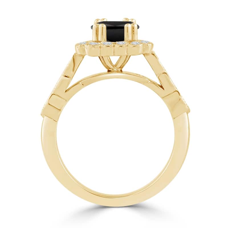 Auriya 14k Gold 1 1/2ctw Vintage Halo Princess-cut Black Diamond Engagement Ring (H-I, I1-I2)