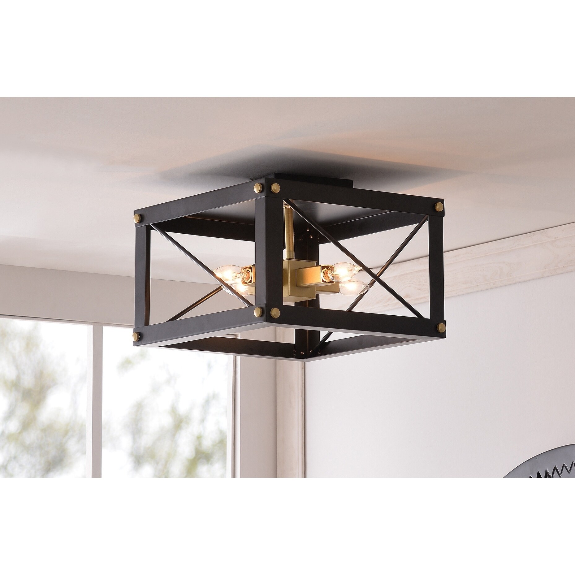 Shop Liam 4 Light Flush Mount Black And Gold Finish On Sale