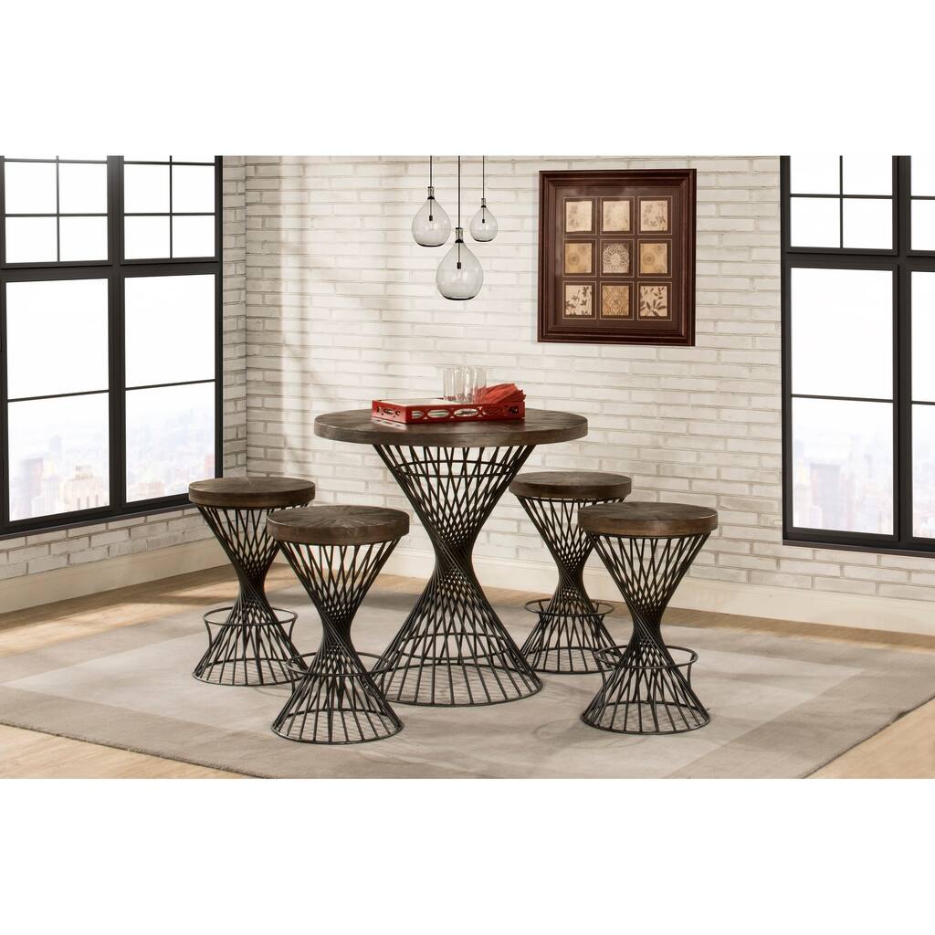 Hillsdale Kanister 5-Piece Round Counter Height Dining - Walnut Finish
