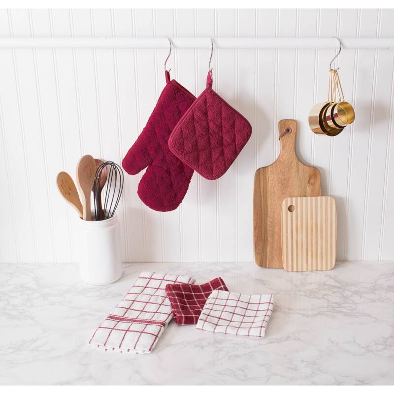 Design Imports Combo Windowpane Terry Dishcloth Set of 6 (12 inches long x 12 inches wide)