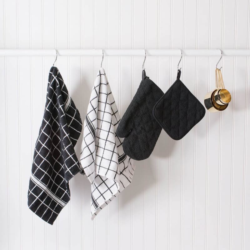 Design Imports Combo Windowpane Terry Dishcloth Set of 6 (12 inches long x 12 inches wide)
