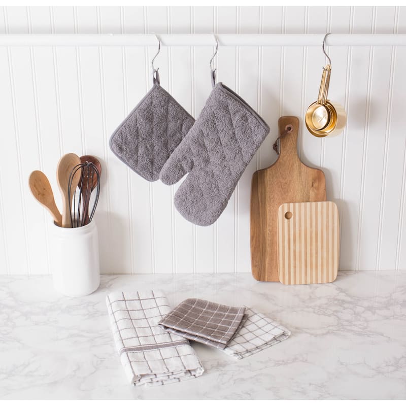 Design Imports Combo Windowpane Terry Dishcloth Set of 6 (12 inches long x 12 inches wide)