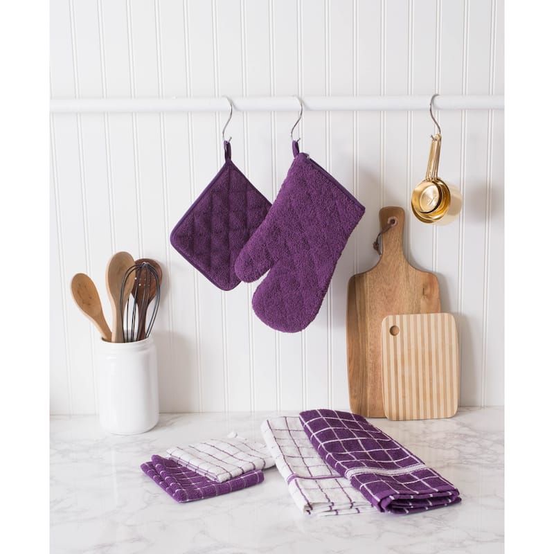 Design Imports Combo Windowpane Terry Dishcloth Set of 6 (12 inches long x 12 inches wide)