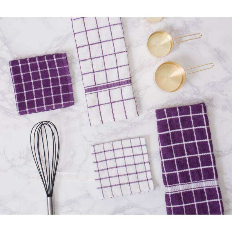 Design Imports Combo Windowpane Terry Dishcloth Set of 6 (12 inches long x 12 inches wide)