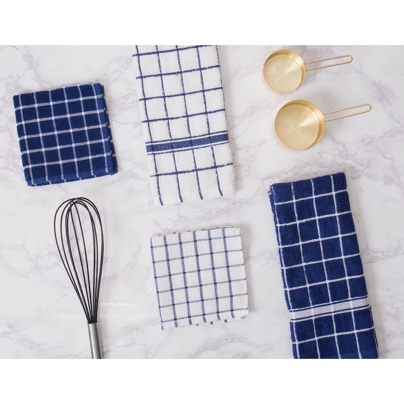 Design Imports Combo Windowpane Terry Dishcloth Set of 6 (12 inches long x 12 inches wide)