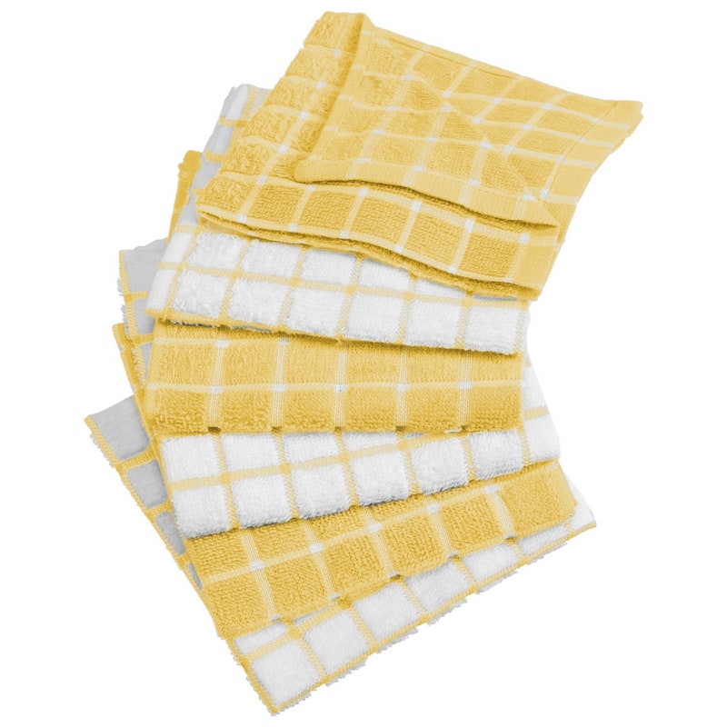Design Imports Combo Windowpane Terry Dishcloth Set of 6 (12 inches long x 12 inches wide) - Yellow