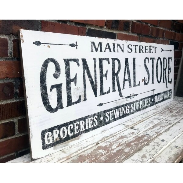 Farmhouse Sign Vintage General Store Design in White