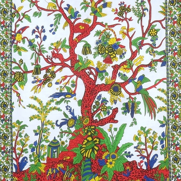 Queen Indian Cotton Tree of Life Batik Tapestry Hiippie Wall Decor Wall Hanging