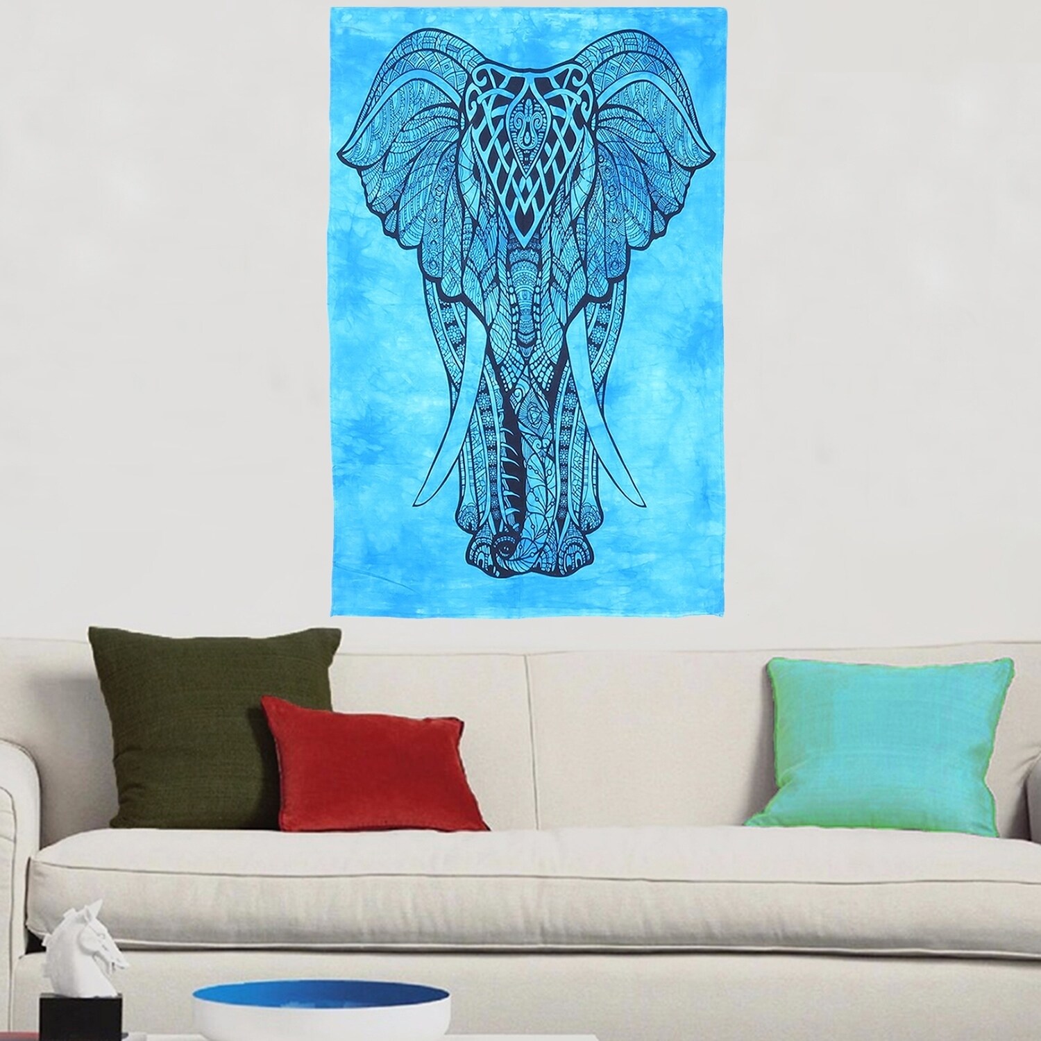 Shop Boho Elephant Mandala Turquoise Cotton Posters Wall Hangings
