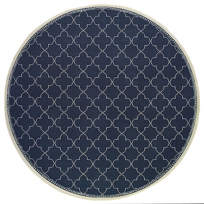 Style Haven Marianna Simple Lattice Navy/ Off-White Loop Pile Indoor Outdoor Area Rug