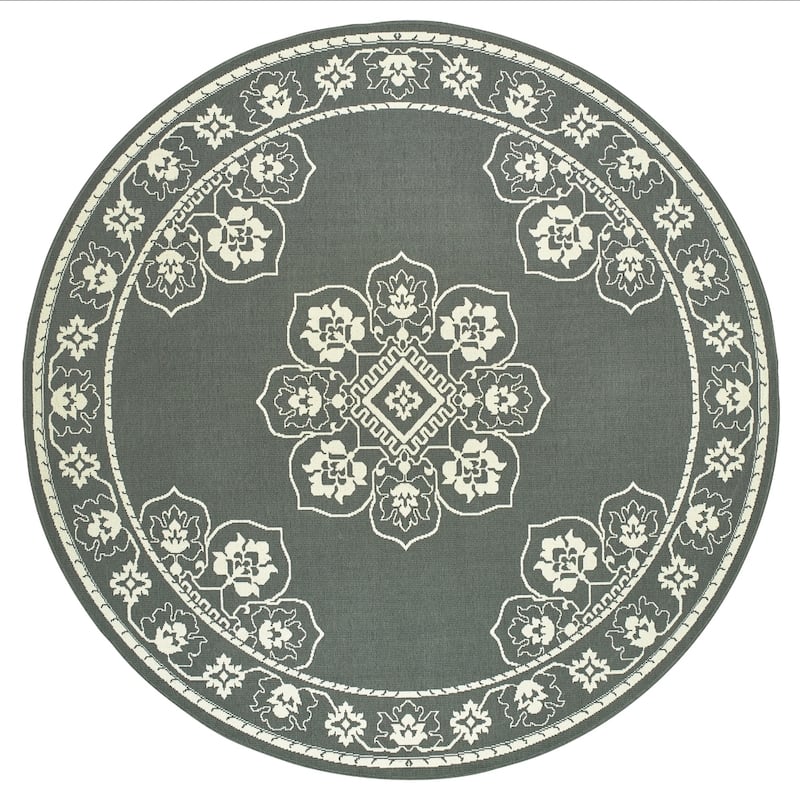 Style Haven Marianna Bordered Medallion Loop Pile Indoor Outdoor Area Rug
