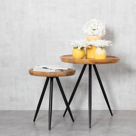 Chervey Natural Mango Wood Living Room Side Table