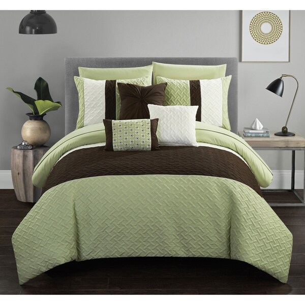 Chic Home Arza 10 Piece Color Block Quilted Comforter Set