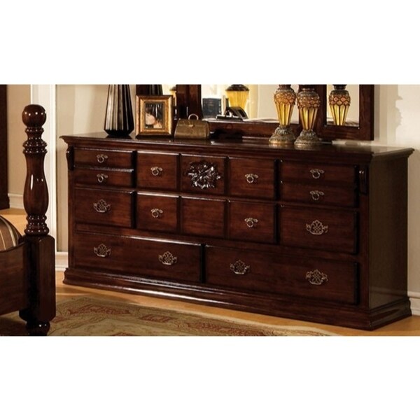 Capacious Traditional Style Wooden Dresser Dark Pine Brown Capacious Traditional Style Wooden Dresser Dark Pine Brown