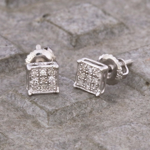 Diamond Accent Square Stud Earrings in Sterling Silver