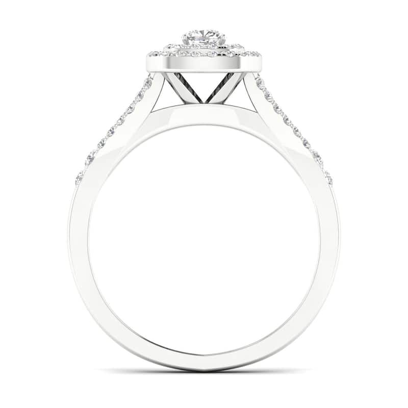 De Couer Sterling Silver 1/2ct TDW Diamond Halo Bridal Ring