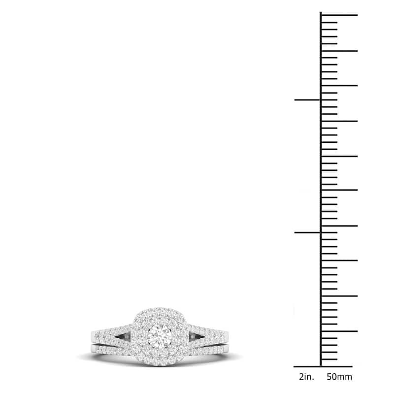 De Couer Sterling Silver 1/2ct TDW Diamond Halo Bridal Ring