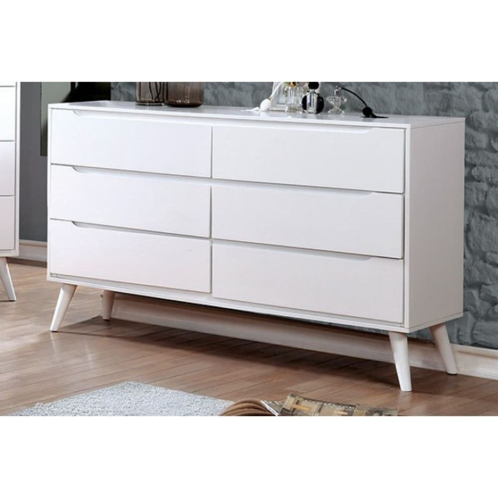 Sauv Wooden Mid Century Modern Style Dresser White Overstock 21734059