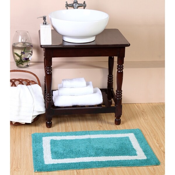 100% Long Staple Cotton Yarn Tufted 2-Piece Photo Frame (Set of 2) 20*30-Inch Bath Rug Set By Homeway Décor