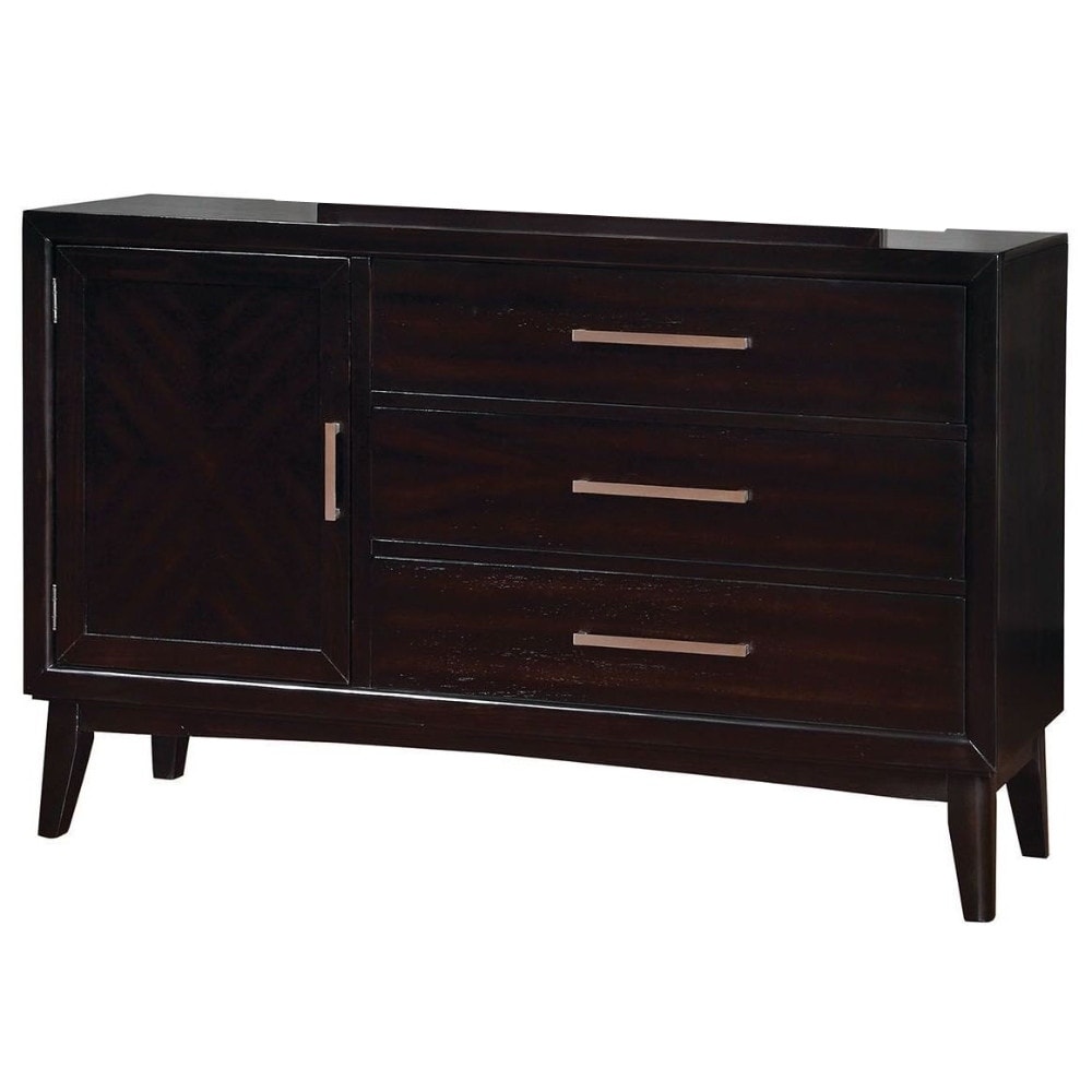 Luxurious English Style Spacious Wooden Dresser Espresso Brown 3