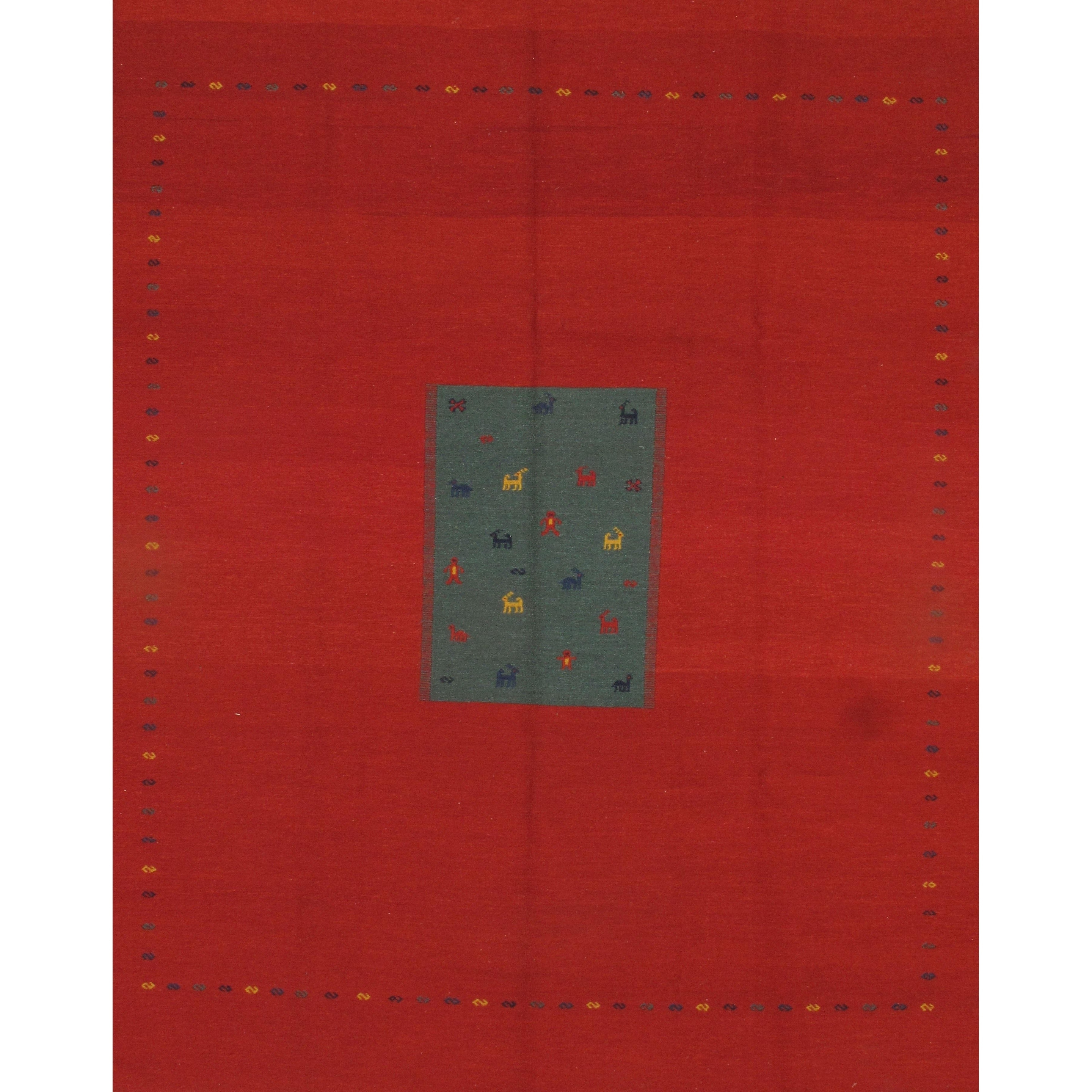 Pasargad NY Handmade Sumak Weave Red Wool Gabbeh Area Rug 8' X 10 