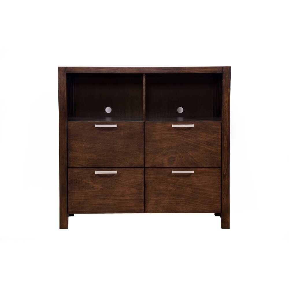 Shop Tv Media Chest With 4 Drawers In Wood Chestnut Brown Free