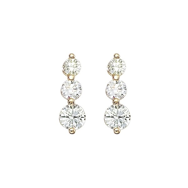 14k Yellow Gold 2 Ct 3 Stone Diamond Earring On Free 14k Yellow Gold 2 Ct 3 Stone Diamond Earring