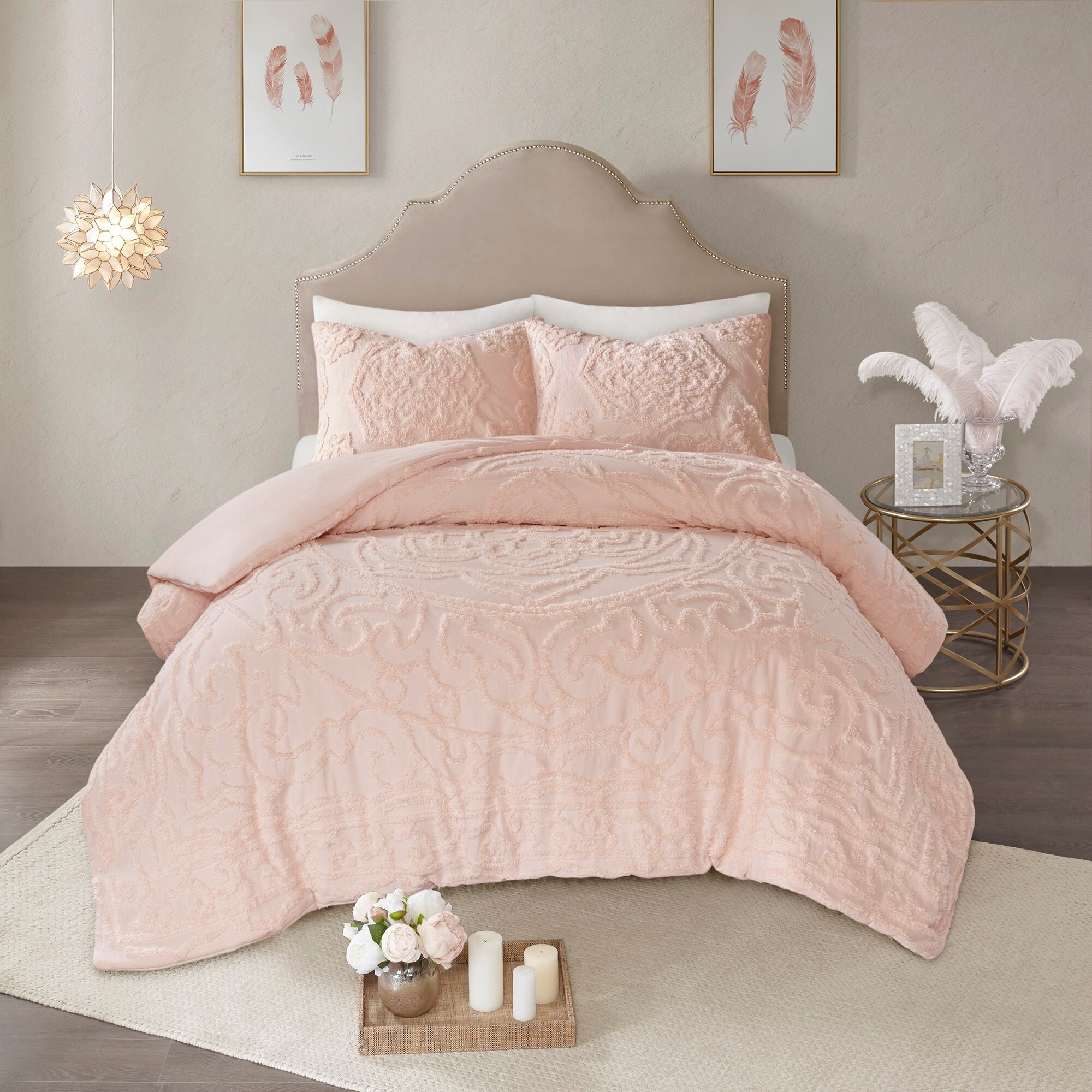 Shop Madison Park Virginia Blush Tufted Cotton Chenille Medallion