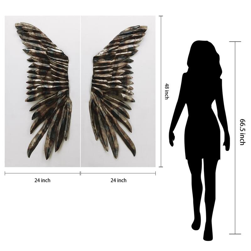 "The Wings" Primo Mixed Media Iron Wall Sculpture on Canvas - Diptych