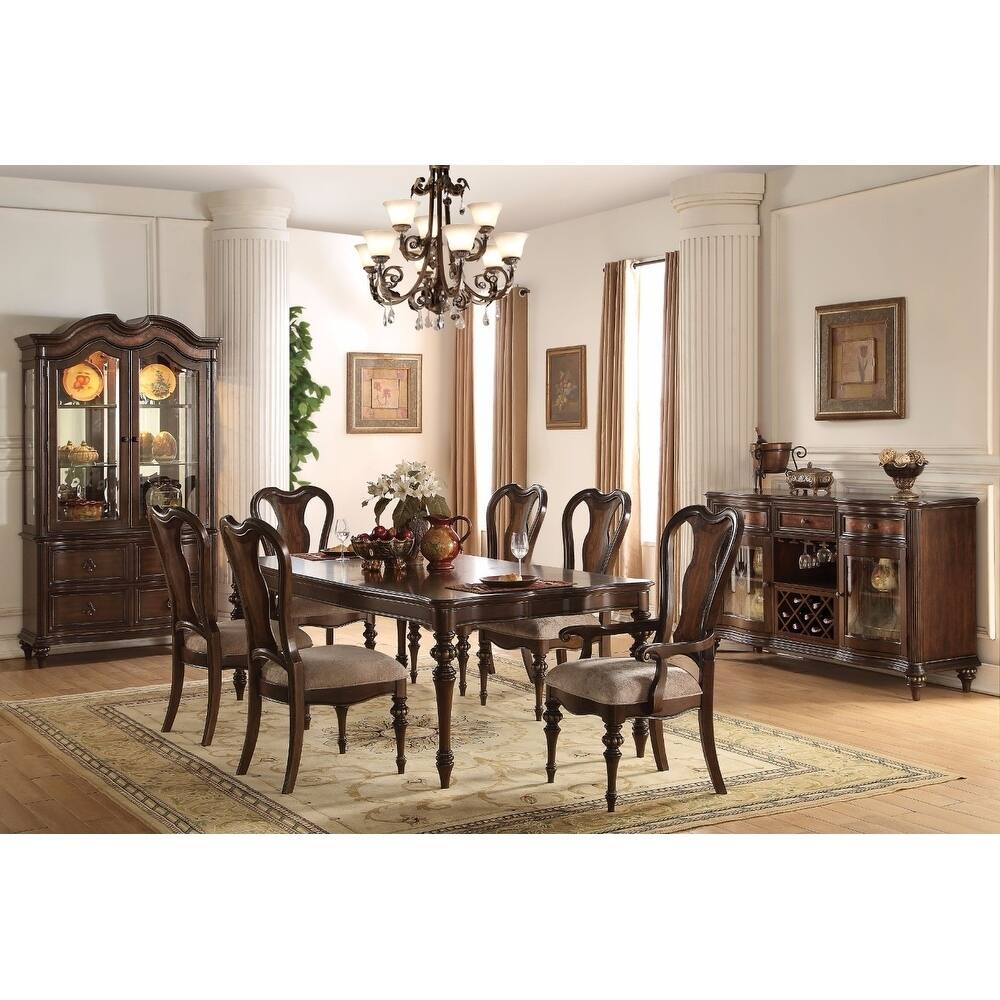 Wooden Dining Table, Dark Walnut Brown