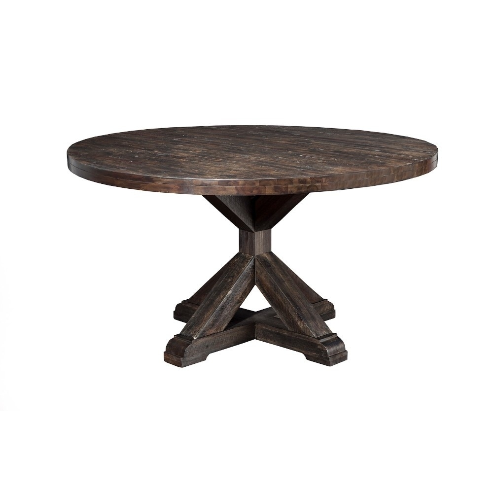 Benzara Round Dining Table In Acacia Wood Brown