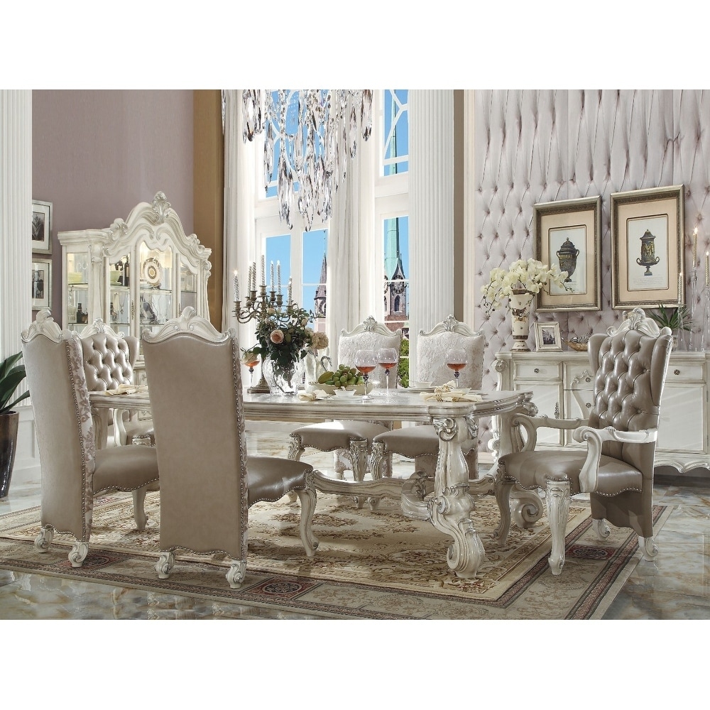 Benzara Impressive Dining Table, Bone White