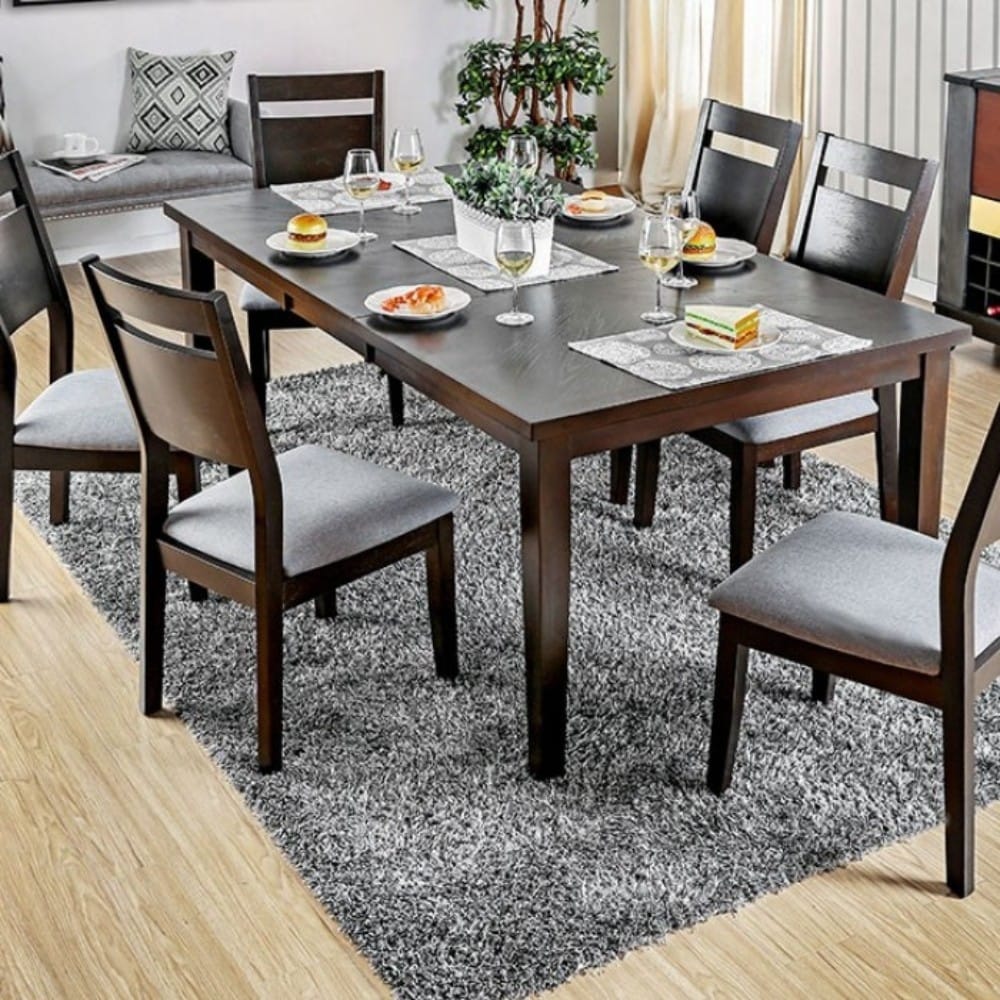 Benzara Wooden Dining Table, Gray and Brown