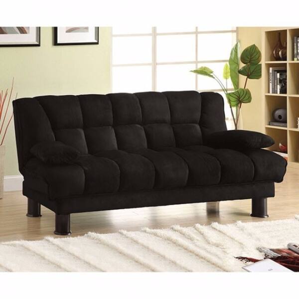 Microfiber Sofa Futon With Under Seat Storage Black