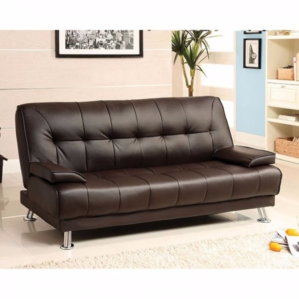 Leatherette Sofa Futon Brown Free Shipping Today Leatherette Sofa Futon Brown