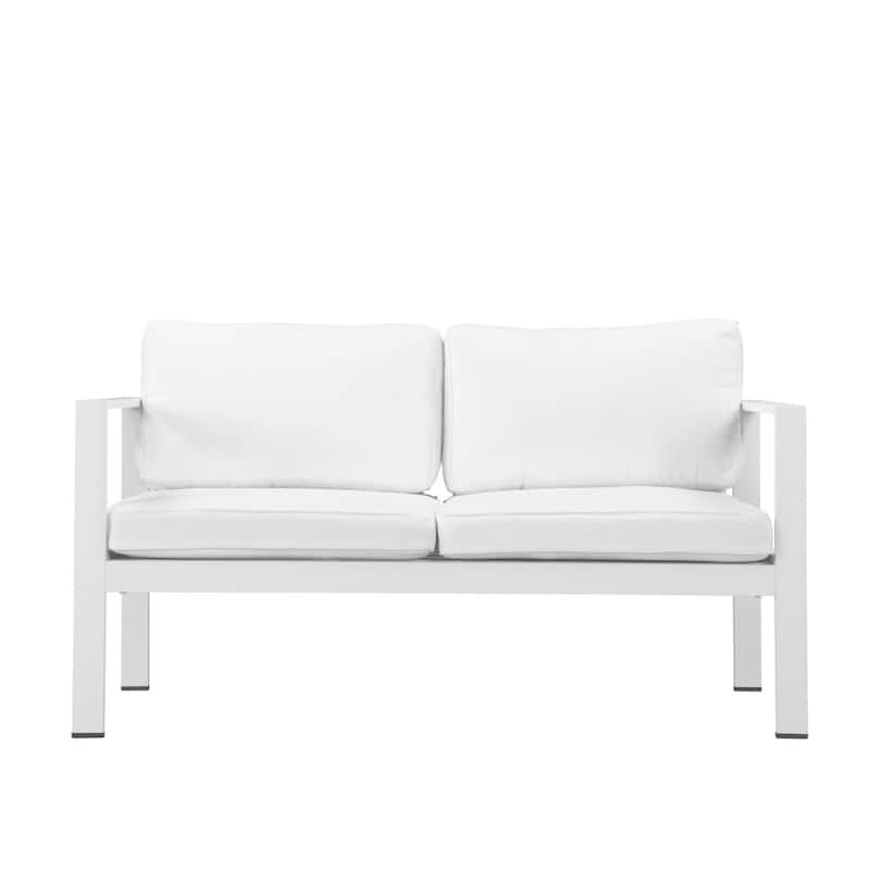 Efficiently Advantageous Upholstered Anodized Aluminum Sofa, White