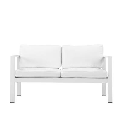 Efficiently Advantageous Upholstered Anodized Aluminum Sofa, White