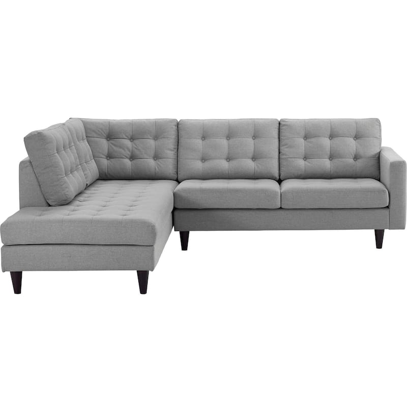 2 Piece Upholstered Fabric Left Facing Bumper Sectional - Light Gray