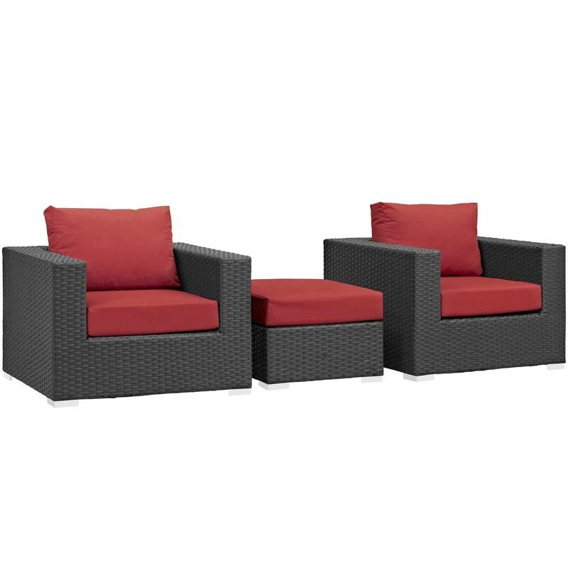 Stopover 3 Piece Outdoor Patio Sunbrella® Sectional Set - canvas red