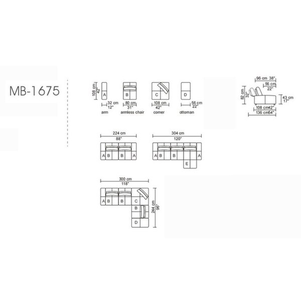 Divani casa platte grey 2024 modular sectional sofa