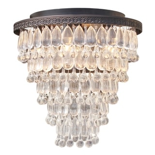 The Weston 40 Inch Rectangular Glass Drop Crystal Chandelier, Antique Copper The Weston 40 Inch Rectangular Glass Drop Crystal Chandelier, Antique Copper