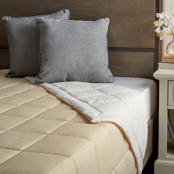 Tommy Bahama Beige Banana Leaf Pattern Reversible Microfiber Down