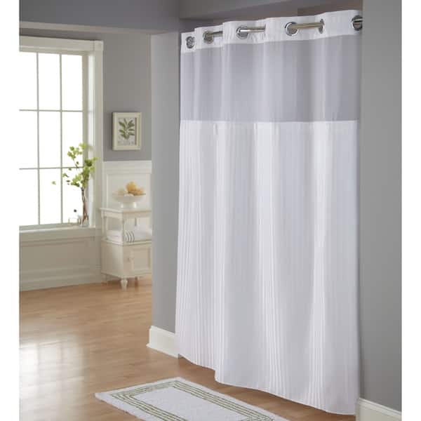 Hookless® Shower Curtain Classic Herringbone White Bed Bath & Beyond