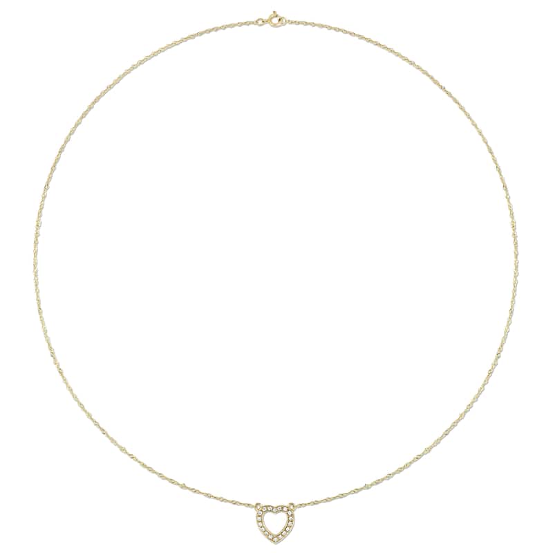 Miadora 14k Yellow Gold 1/10ct TDW Diamond Open Heart Station Necklace