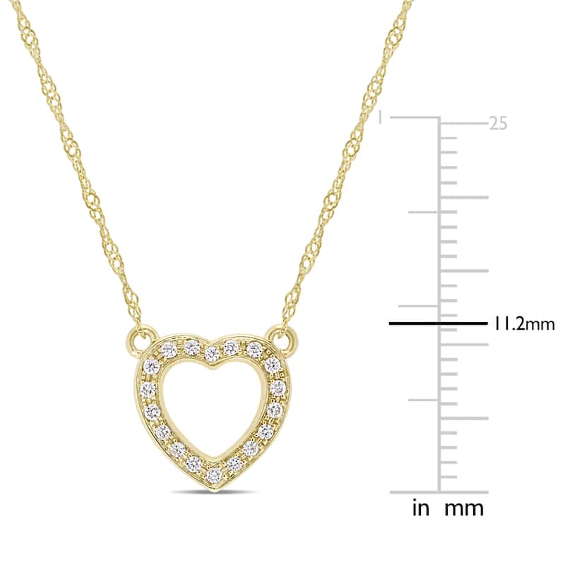 Miadora 14k Yellow Gold 1/10ct TDW Diamond Open Heart Station Necklace