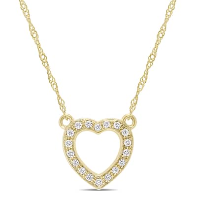Miadora 14k Yellow Gold 1/10ct TDW Diamond Open Heart Station Necklace